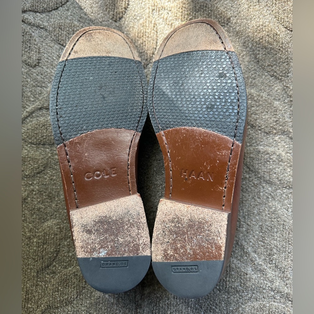 Men's Cole Haan Sz 9 Grand OS Pinch Hand Sewn Tan Leather Penny Loafer 2013 - Picture 2 of 13